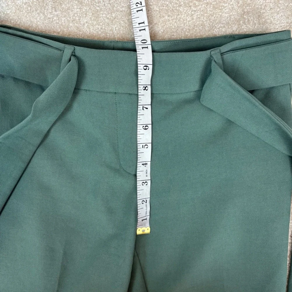 LOFT Marisa Tie Waist Dress Pants Dark Green Straight Leg Size 4 Office Workwear